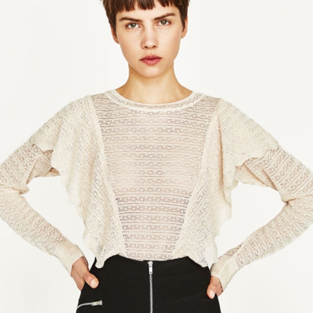 Zara opened work cropped top. Size medium